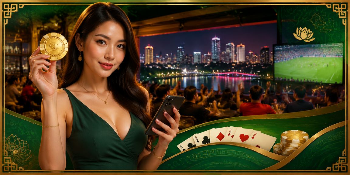 Người chơi bài tại Hà Nội trong không gian giải trí casino hiện đại với ánh sáng ấm áp